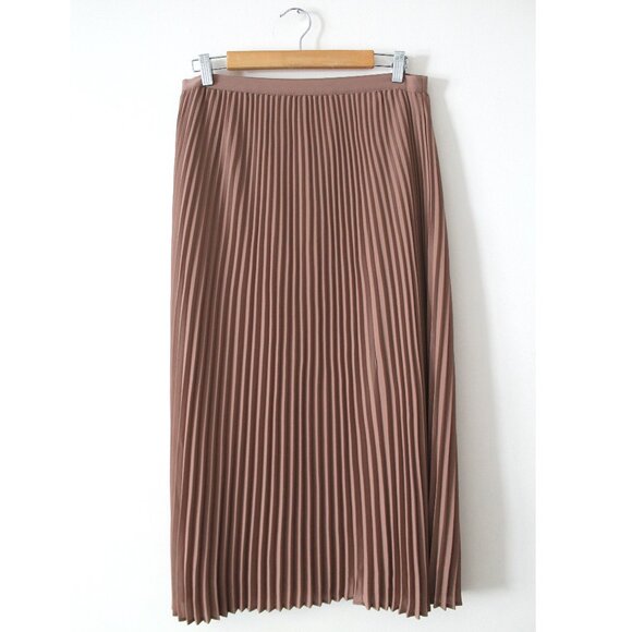 Babaton Jude Skirt / Large / Nutmeg High Waist Pleated Midi Skirt Aritzia - Picture 2 of 6